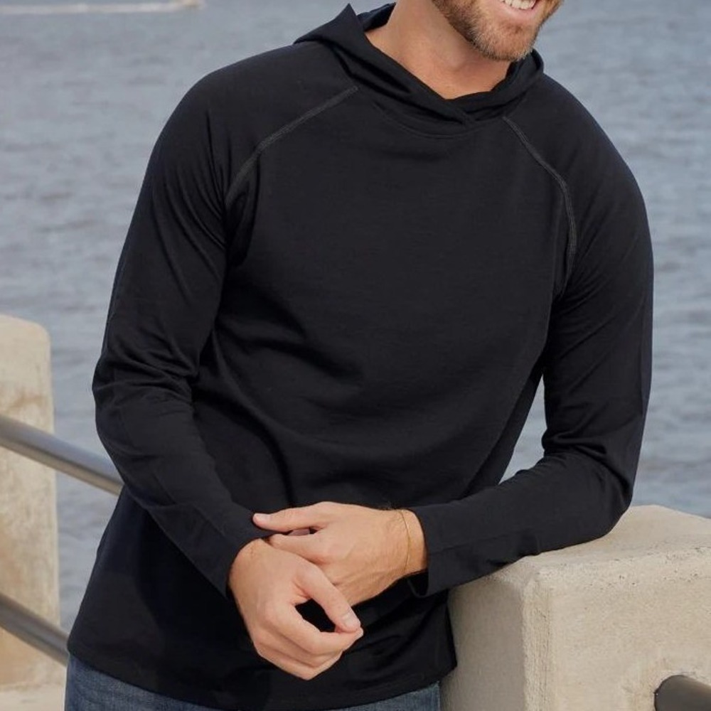 Woolx Black Base Camp Hoodie Long Sleeve Merino Wool Top Size XL